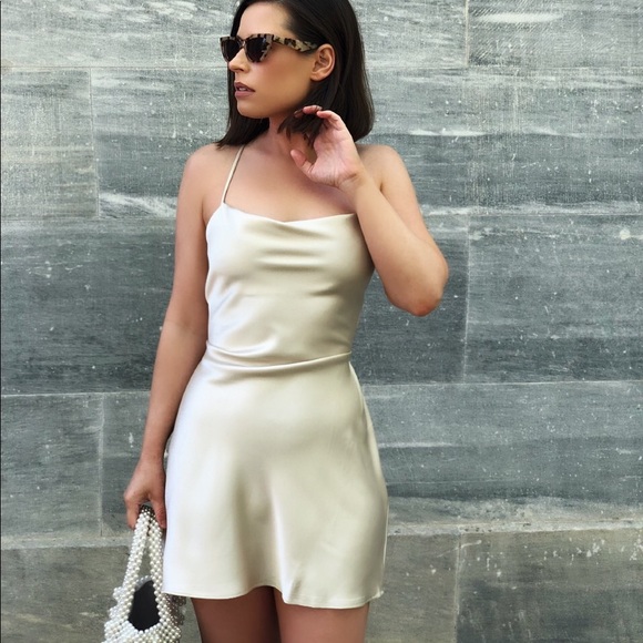 Last 1✨Sansa Nude Satin Cowl Neck Dress - Picture 8 of 8